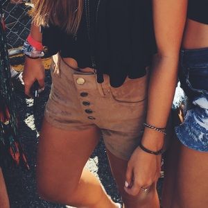 Express Khaki Suede Shorts